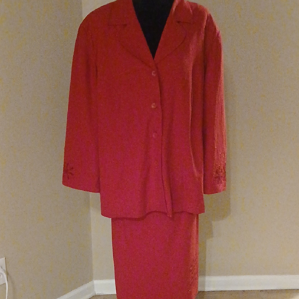 Dana Kay Red Women's Pencil Skirt Set
